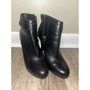 Nine West Womens Gowithito 1437 0714 Leather Zip Black Ankle Booties Size 7.5 M